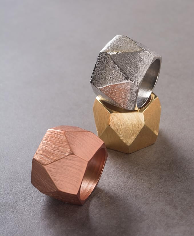 DII Decorative Geometric Napkin Ring Set, Triangle Band Silver - Image 8