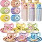 Nuogo 300 Pcs Floral Paper Tea Cups and Saucers 7 OZ Disposable Cups by Nuogo