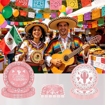 96 Pcs Pink Cielito Lindo Party Decorations, napkins and forks, Mexican fiesta - Image 7