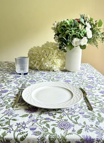 ATOSII Mahoka 100% Cotton Square Fall Tablecloth, Handblock Floral Linen Table Cloth for Kitchen Dining Table I Parties Wedding Christmas Thanksgiving I Fall Home Decor 60 X 60 Inches I 4 Seater