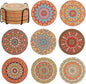 Cork Coasters Set of 8 with Holder, Colorful Cup Coasters by Puluole