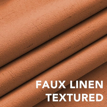 H.VERSAILTEX 100% Blackout Curtains for Bedroom Thermal Insulated Linen Textured Curtains Heat and Full Light Blocking Drapes Living Room Curtains 2 Panel Sets, Orange, 52x72 Inch