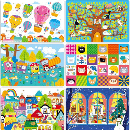 6 Pack Placemats for Kids, Non-Slip Washable Dining Mats, Reusable Cat-Themed by SpriteGru