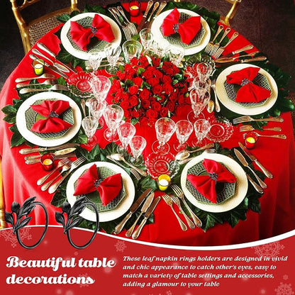 WILLBOND Leaf Napkin Rings Holders Fall Party Napkin Rings - Image 7