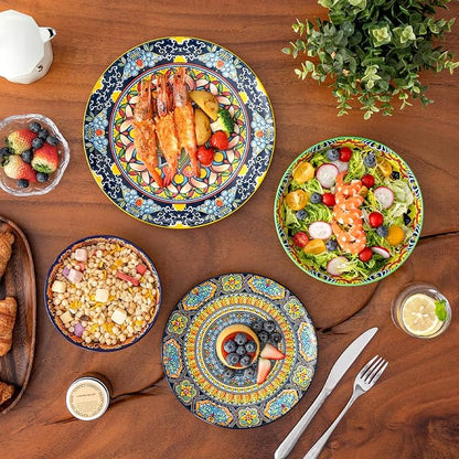 vancasso 16 Pieces Plates and Bowls Set, Bohemian Style Dinnerware Sets Service - Image 6