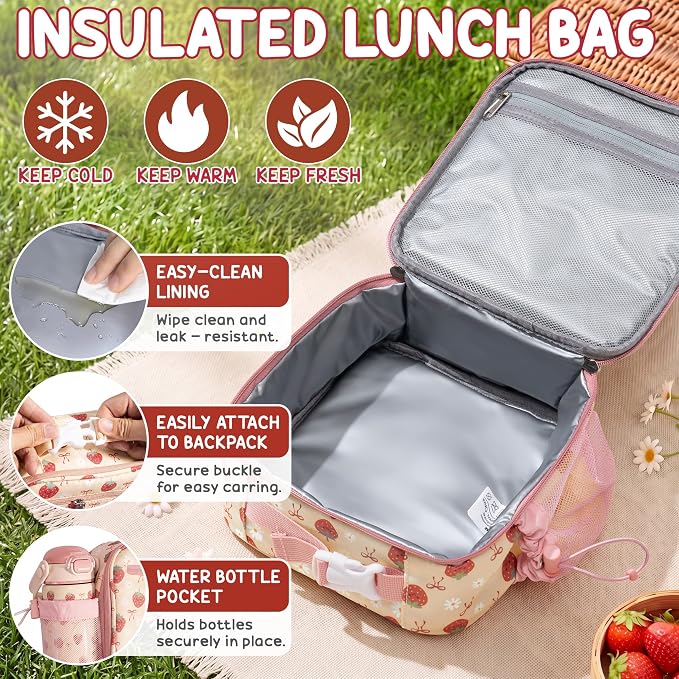 Fimibuke Kids Bento Lunch Box w/Insulated Water Bottle, Lunch Bag & Thermo | - Image 6