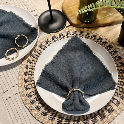 Matte Gold Napkin Rings，Bamboo Napkin Ring Set of 12 - Image 3