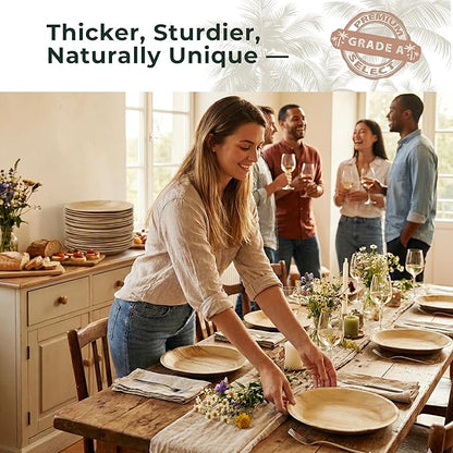 Indie Palm Disposable Palm Leaf Plates – 100 Pack 8 Inch Square – Heavy Duty, 100% Compostable & Biodegradable – Eco-Friendly Alternative to Plastic & Bamboo – Perfect for Parties & Events