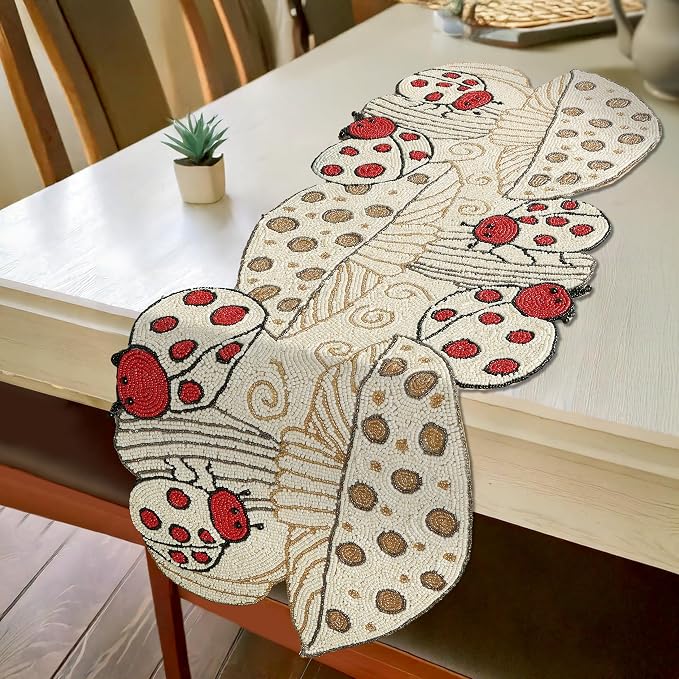 Beaded Table Runner, 13x36 | Handcrafted beadwork, glitz finish, 13x36 in - Image 2