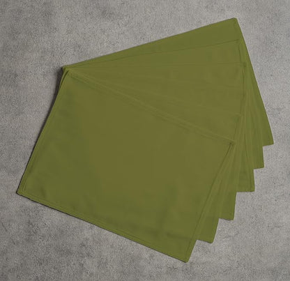 Calicot Placemats Set of 6 100% Cotton Washable Cloth Place Mats, Reusable Table Mats for Spring/Summer & Thanksgiving Christmas Decorations Kitchen Dining Party Wedding (Sap Green, 13" x 19")