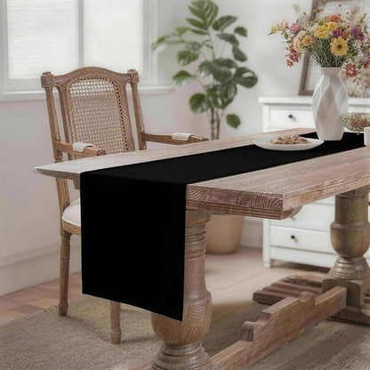 MEANMOY Black Table Runner 60 Inches Long Waterproof Washable Table Runners | - Image 2