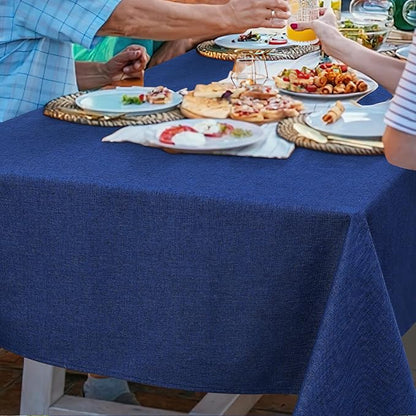 Smiry Rectangle Faux Linen Table Cloth, Waterproof Burlap Fabric Tablecloth, Washable Decorative Farmhouse Table Covers for Kitchen, Dining, Parties, 60x120, Indigo