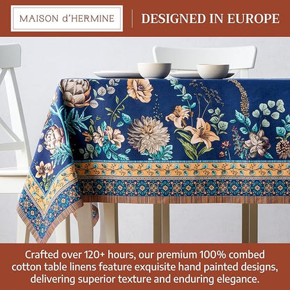 Maison d' Hermine Premium Table Cloth Rectangle Table 100% Combed Cotton 108 x 70 Inches Tablecloth Reusable Decorative for Dining Room, Farmhouse, Home, Party, Festive & Wedding - Artichoke
