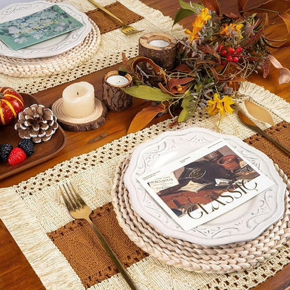 Boho Placemats Set of 6 Table Mats Farmhouse Dining Decor Caramel | 12x20" - Image 4
