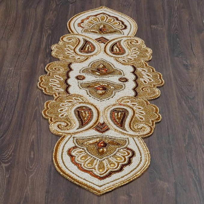 Beaded Table Runner Decorative Hand Glitz Rustic Farmhouse - Image 7