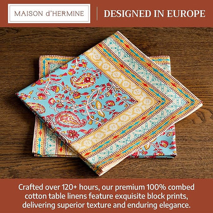Maison d' Hermine Napkin 100% Combed Cotton Premium Cloth Napkin Decorative Washable Napkins Set of 4 for Home, Kitchen, Dining, Cocktail Parties & Camping - Lauris (20”X20”)