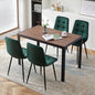 Modern Dining Room Set for 4, 5 Pieces Dining Table Set, Solid Walnut Table Imitation Wood with Sturdy Metal Frame&Legs, Comfy Velvet Dining Chair Armless for Space Saving, Stylish Dinette Set