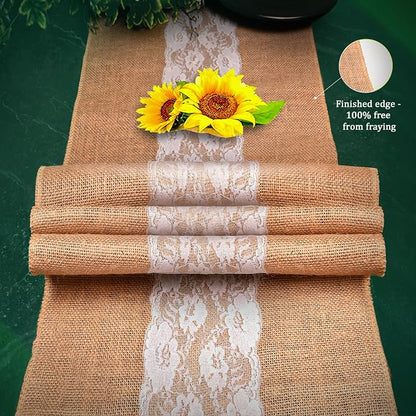 Burlap Lace Table Runner – 14”x 72” - Image 6