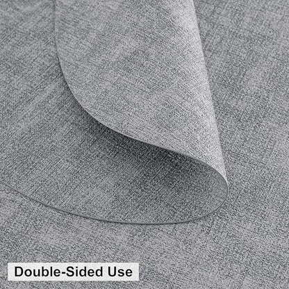 homing Round Faux Leather Placemat and Coaster 8 Packs, Washable Heat Resistant Dining Place Mats, Wipeable Double-Sided Table Mats for Indoor and Outdoor, Diameter 13 and 3.93 inch, Light Grey