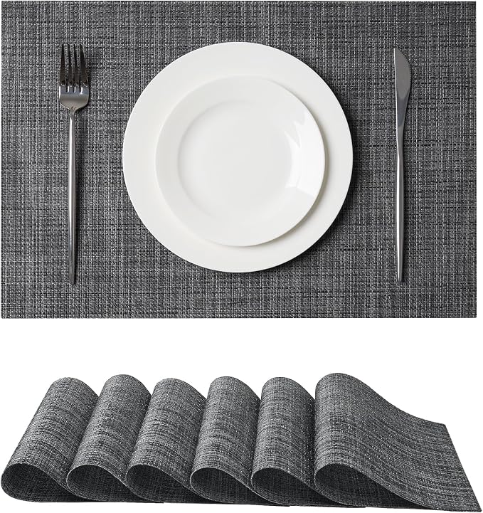 Leetaltree Black and Grey Woven Placemats Set of 6 by Leetaltree-ArtatEveryTable