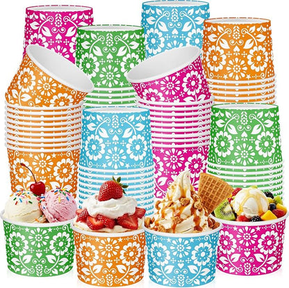 CHENGU 60 Pcs Mexican Flowers Snack Cups 9 oz Disposable Mexican Flowers Ice by CHENGU