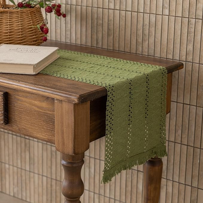 Keketoarrange Boho Macrame Table Runner 12x72 Inch | Woven Burlap Rustic Runner - Image 3