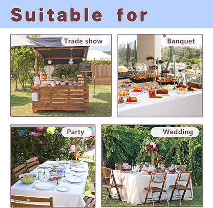 HolidayIdeas 2 Pack Fitted Tableclothes - 60 x 30 Inch - White Rectangle Tablecloths for 5 Foot Tables, Fabric Table Cover Protector for Parties, Holiday Dinner, Wedding, Trade Show