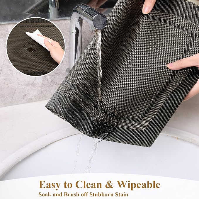 SHACOS Woven Vinyl Placemats Set of 4 Wipe Clean Place Mats - Image 6