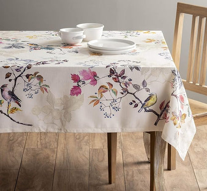 Maison d' Hermine Table Cloth Rectangle Table 100% Cotton 70 x 120 Inches Fall Tablecloth Reusable Everyday Use for Thanksgiving Christmas Decorations Dining Farmhouse Party (Equinoxe - Beige)