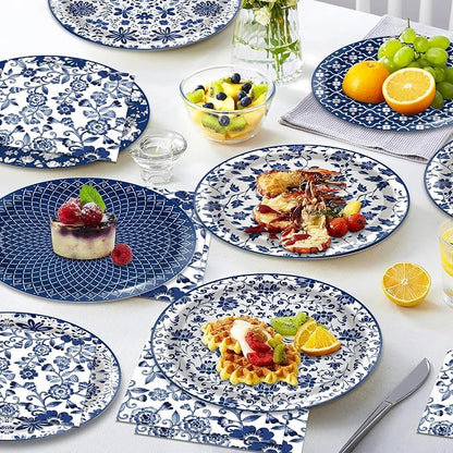 48 Pcs Blue and White Floral Party Paper Plates -7 Inch Disposable Vintage - Image 9