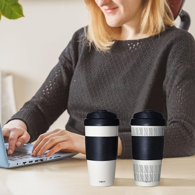 Copco 5237160 Reusable, Insulated Double Wall Travel Mugs 16-ounce White/Black - Image 3