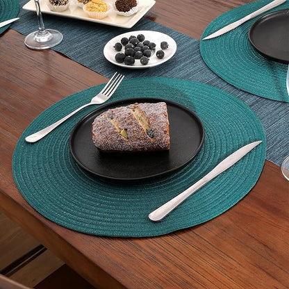 SHACOS Round Placemats Set of 8 Woven Braided Table Placemats 15 inch Circle - Image 6