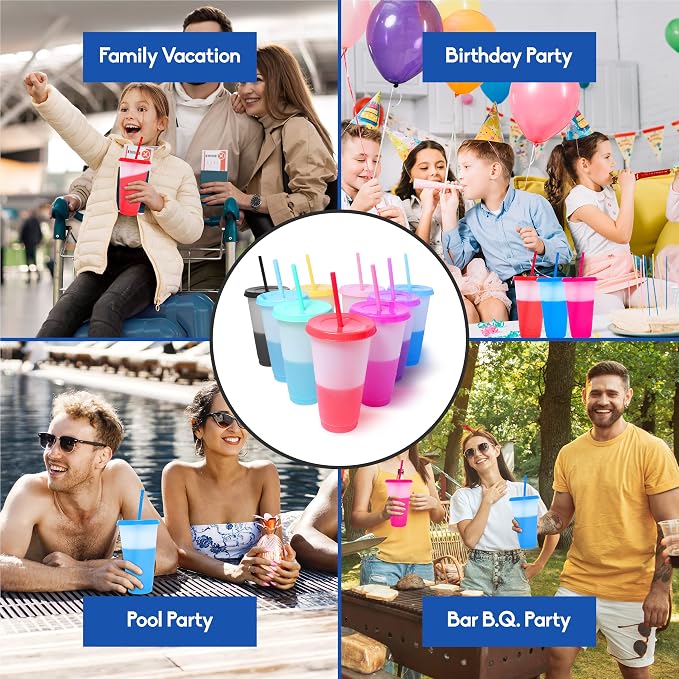 Color Changing Cups with Lids and Straws 12pcs, 24Oz - Image 5
