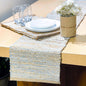 Natural Jute Table Runner, 13x72 Inch | Sky Blue-White, Vintage Boho Rustic by ChardinHome