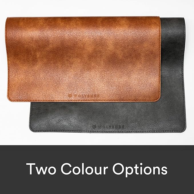 Premium Distressed Faux Vegan Leather Desk Mat | Multifunctional Desk Pad for Home Office | (Brown/Tan, 12" x 27.5")