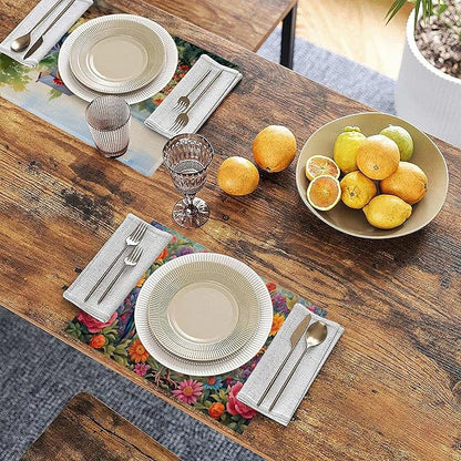 Rooster Placemats Set of 6 Rustic Chicken Sunflowers Wooden Fence Farmhouse Place Mats Washable Kitchen Dining Linen Table Mats, for Home Party Indoor 12x18 in