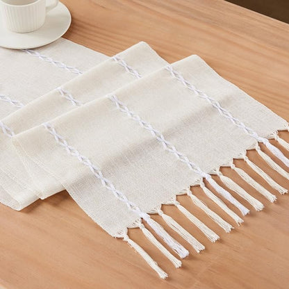 Braided Farmhouse Table Runner, Braided Beige 13x48 Inch, Cotton Linen Table - Image 7