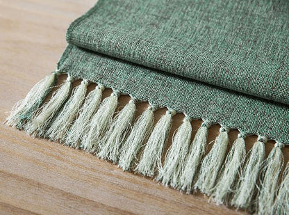 Green Table Runners 72 Inches Long, Burlap Linen Style Rustic Farmhouse Table - Image 6
