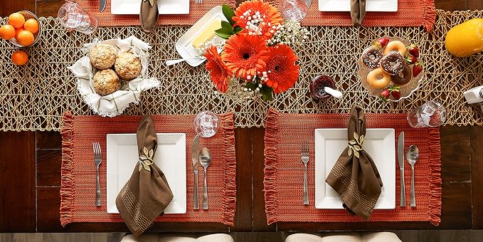 DII Variegated Tabletop Collection, Placemat Set3x19, Burnt Orange, 6 Piece - Image 7
