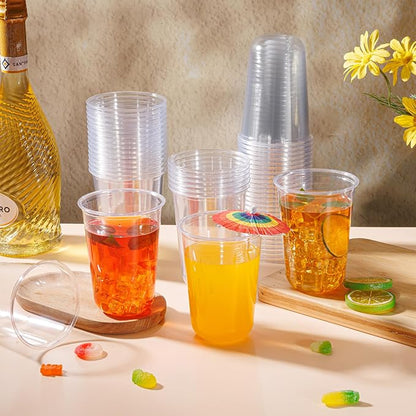 KesaPlan 100 Pcs 16oz Plastic Clear Cups, Disposable Wine Cocktail Glasses | - Image 4