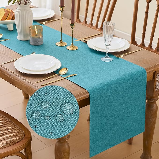 YATOJUZI Teal Table Runner Seasonal Summer Kitchen Dining Coffee Table by YATOJUZI