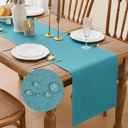 YATOJUZI Teal Table Runner Seasonal Summer Kitchen Dining Coffee Table by YATOJUZI