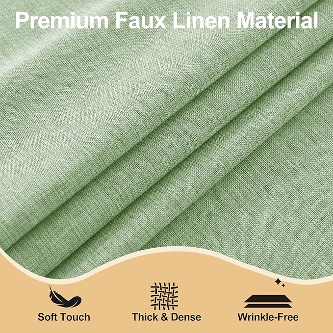 JIUZHEN Round Textured Table Cloth Linen Wrinkle Free Stain Resistant Farmhouse Decorative Circular Tablecloth for Kitchen, Dining, Party, Wedding, Outdoor Use (45 Inch Round,Sage Green)