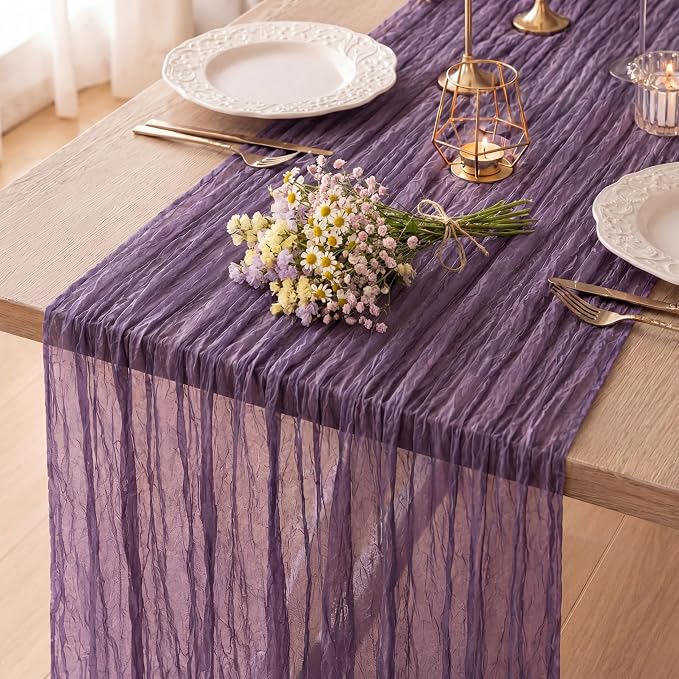 12 Pack Dusty Purple Cheesecloth Table Runner 120 Inch Boho Wedding Decor | by Fixwal
