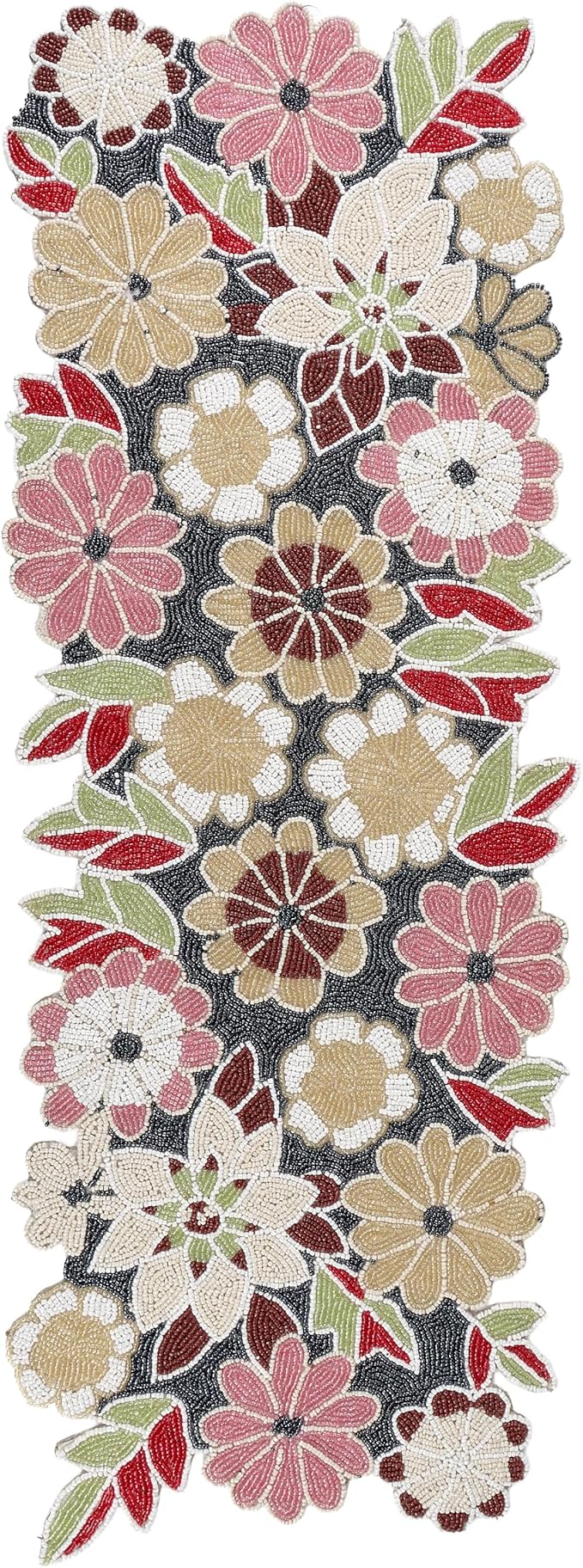 Floral Beaded Table Runner, 13x36 | Handcrafted glass beads, polyester backing - Image 7