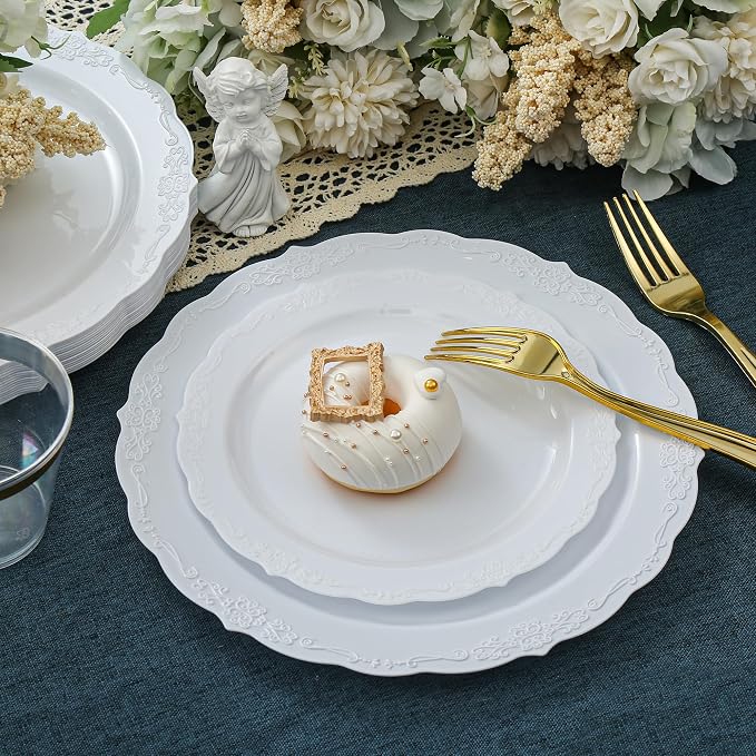 100 Pcs White Dessert Plastic Plates - Image 6