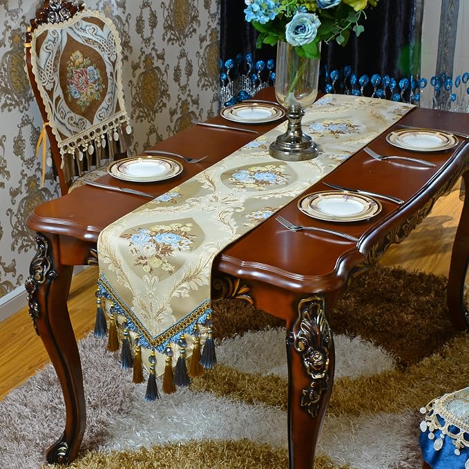 Extra Luxury Velvet Blue Table Runner 120 Inches Long - Image 3