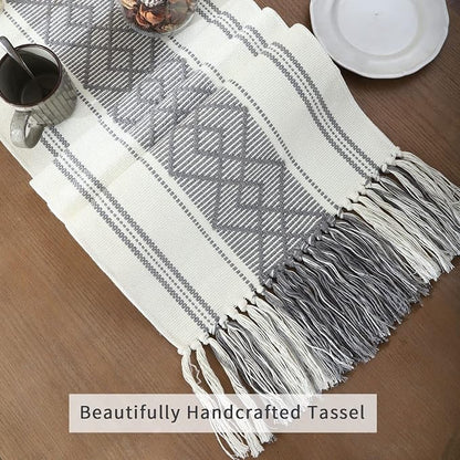 Woven Table Runner Farmhouse Style, Boho Table Runner 72 inches Long - Image 4
