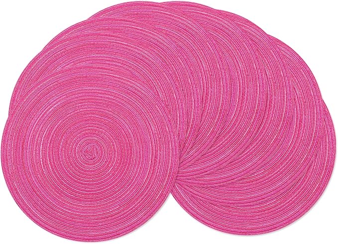 SHACOS Round Placemats Set of 8 Braided Cotton Polyester Table Placemat 15 inch by SHACOS