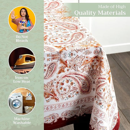 Maison d' Hermine Table Cloth Rectangle Table 100% Cotton 60 x 120 Inches Fall Tablecloth Reusable Everyday Use for Thanksgiving Christmas Decorations Dining Farmhouse Party (Orient)